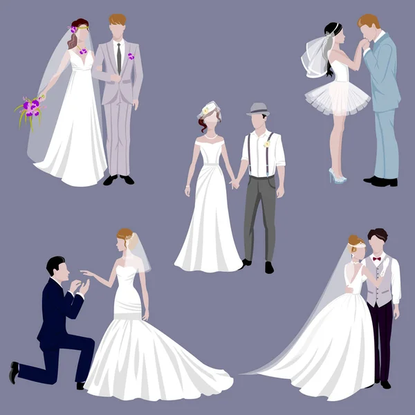 Couple de mariage à l'intérieur est câlin l'autre vecteur . — Image vectorielle