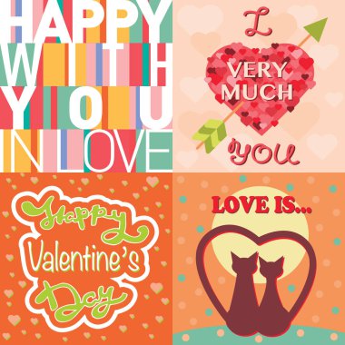 Şablon vektör Sevgililer günü kartları.