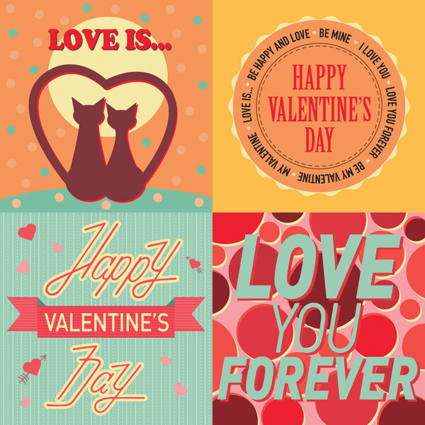 Вектор шаблонов открыток на день Святого Валентина
.