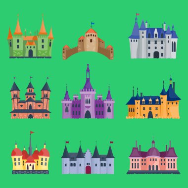 Çizgi film kale mimari vektör çizim