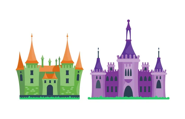 Desenhos animados castelo arquitetura vetor ilustração — Vetor de Stock