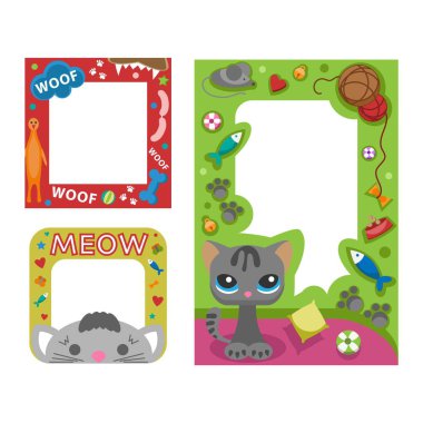 Şirin mutlu yıllar sınır fotoğraf çerçeve vektör çizim.