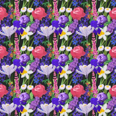 Çiçek desen vektör çizim