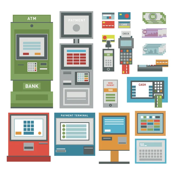 Ícones ATM ilustração vetorial . — Vetor de Stock