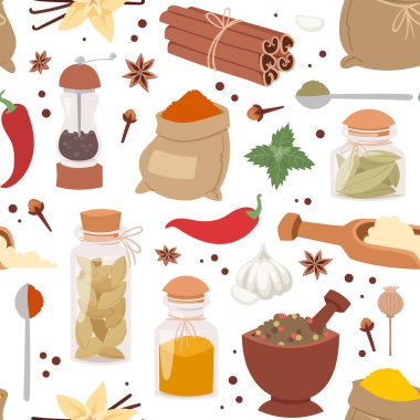 Baharat gıda otlar doğal vektör madde seamless modeli