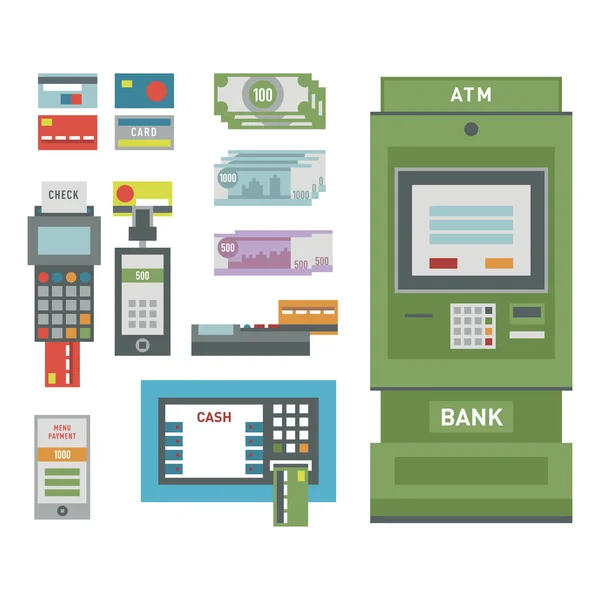 Iconos ATM vector ilustración . — Vector de stock