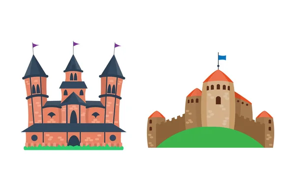 Cartoon castle architecture vector illustration — Stock Vector