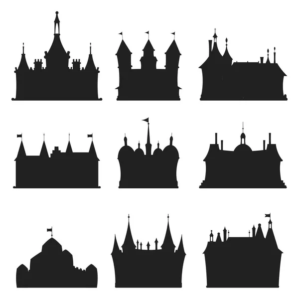 Cartoon castle architecture silhouette vector illustration — Stock Vector