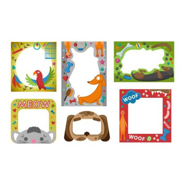 Şirin mutlu yıllar sınır fotoğraf çerçeve vektör çizim.