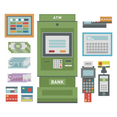 ATM simgeler illüstrasyon vektör.