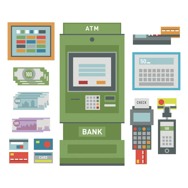 Iconos ATM vector ilustración . — Vector de stock