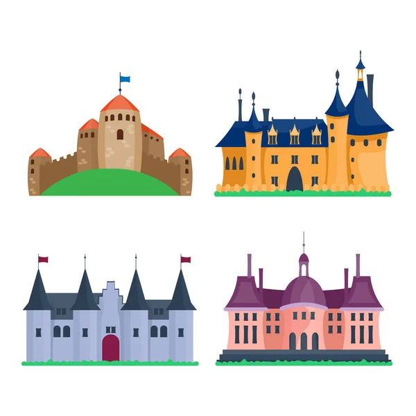 Desenhos animados castelo arquitetura vetor ilustração — Vetor de Stock