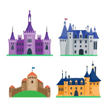 Çizgi film kale mimari vektör çizim