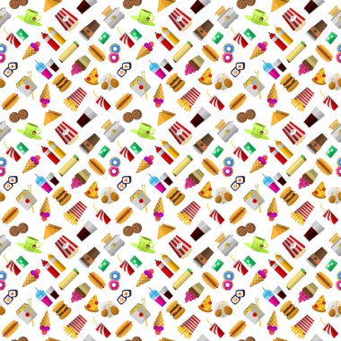 Fast food desen vektör çizim.