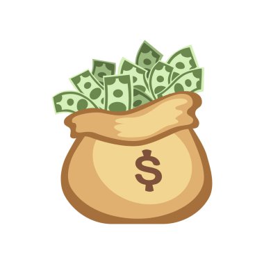 Doları kağıt iş Finans para yığını demetleri çantada bize Bankacılık edition ve banknot faturaları izole zenginlik işareti yatırım para birimi vektör çizim.