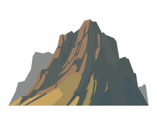 Zralé silueta prvek venkovní ikonu sníh ledové vrcholky hor a dekorativní izolované kemp krajina cestování, horolezectví či pěší výlety geologie vektorové ilustrace. — Stockový vektor