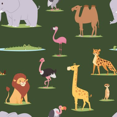 Afrika hayvanlar açık grafik seyahat Dikişsiz desen arka plan