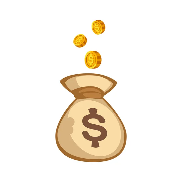 Halom arany pénz érmék táska jövedelem nyereség készpénz vagyon fogalmát banking bejelentkezés és a fizetés exchange növekedés gazdaság design jövedelem fém vektor illusztráció. — Stock Vector