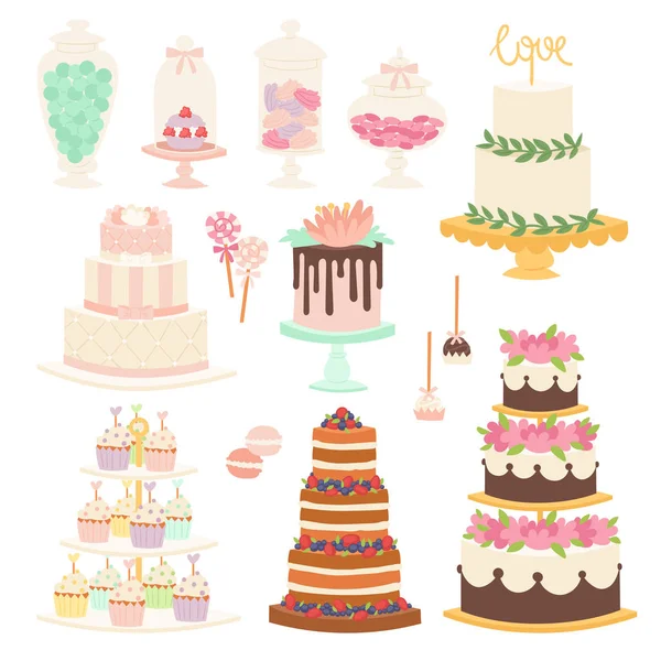 Casamento bolo de tarte estilo cartoon isolado vetor ilustração . —  Vetores de Stock