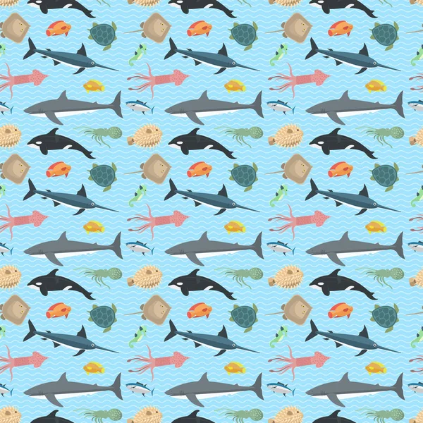 Cute fish vector illustration seamless pattern — Stock Vector
