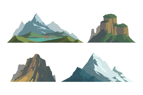 Montagne mature silhouette élément extérieur icône neige glace tops et décoratif isolé camping paysage Voyage escalade ou randonnée géologie vectoriel illustration . — Image vectorielle