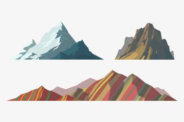 Dağ olgun siluet öğe açık simgesi kar buz başında ve dekoratif izole kamp manzara tırmanma veya Jeoloji vektör çizim yürüyüş seyahat.