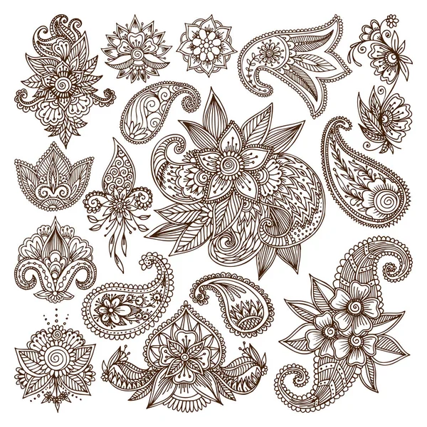 Henna mehndi flor plantilla vector . — Vector de stock