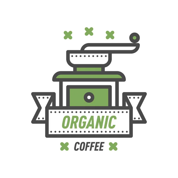 Kaffee Abzeichen Logo Lebensmittel Design dünne Linie Schriftzug für Restaurant, Café Menü Kaffeehaus und Shop-Element Getränkeetikett Aufkleber Vektor Illustration. — Stockvektor