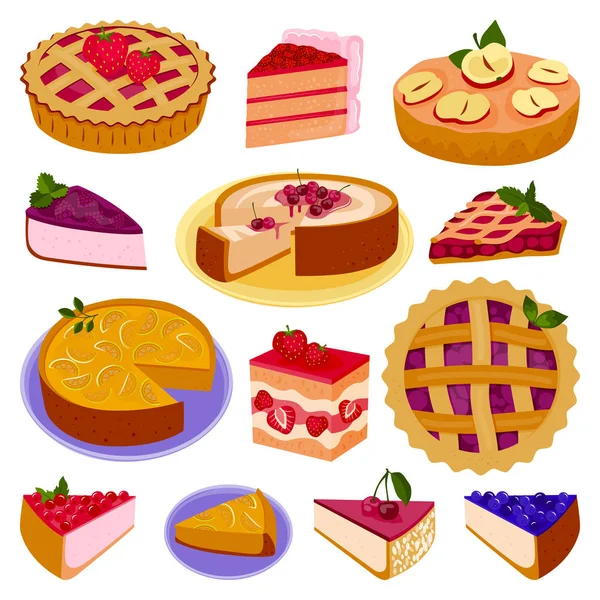 Homemade organic pie dessert vector illustration isolated — Stock Vector