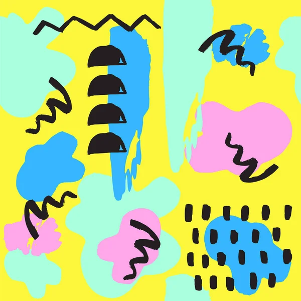 Universal memphis motif sans couture sans fin abstrait remplit le style et les textures de surface illustration vectorielle colorée de fond d'ornement géométrique . — Image vectorielle