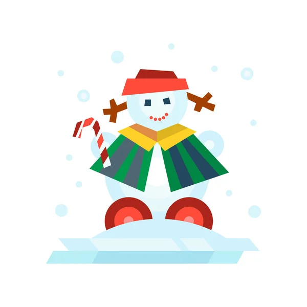 Zimowe wakacje bałwana wesoły znak w zimnej porze roku kostium i śnieg Boże Narodzenie celebracja pozdrowienie grudnia radość lodu ikona ilustracja wektorowa. — Wektor stockowy