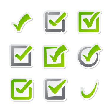 İşareti seçim Evet simgesi oy simgelerin onay kutusunu işaretleyin ve doğru tasarım doğru anlaşması oylama form düğmesi soru seçin başarı grafik vektör çizim.