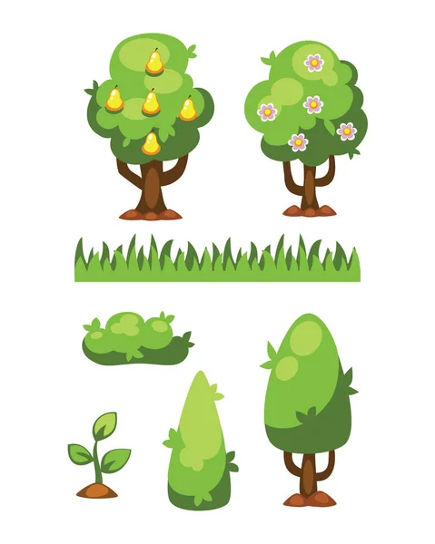 Dibujos animados jardín árbol verde vector ilustración . — Archivo Imágenes Vectoriales