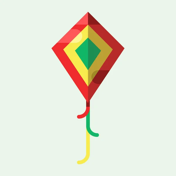 Flying kite vecteur illustration vent plaisir jouet mouche loisirs heureux isolé joie string activité jouer liberté jeu conception vacances enfance — Image vectorielle