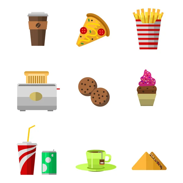 Iconos vectoriales elementos dulces de comida rápida . — Vector de stock