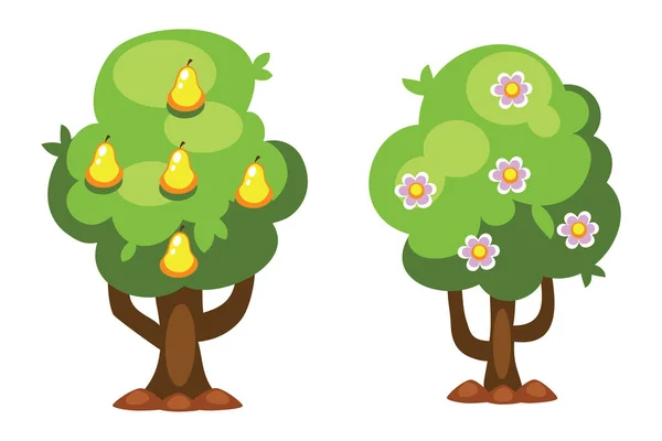 Desenhos animados jardim verde árvore vetor ilustração . — Vetor de Stock