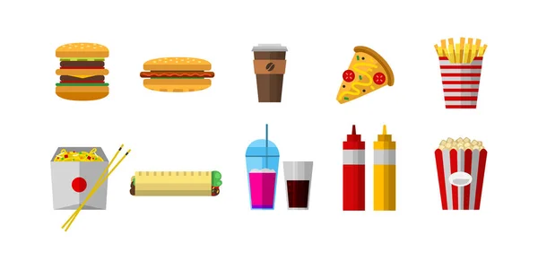 Vektorsymbole süße Fast-Food-Elemente. — Stockvektor