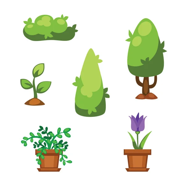 Cartoon tuin groene boom vectorillustratie. — Stockvector