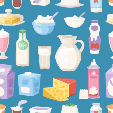 Günlük süt ürünleri Dikişsiz desen vektör
