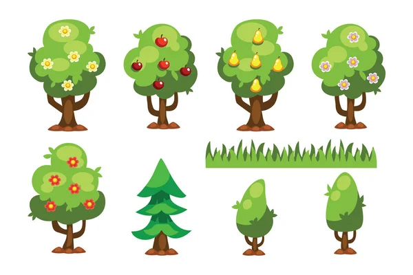 Desenhos animados jardim verde árvore vetor ilustração . — Vetor de Stock