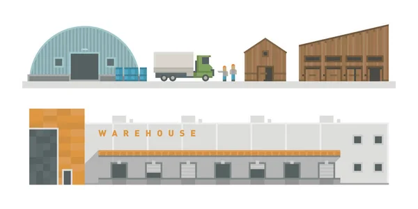 Warehouse logistic buildings vector illustration. — Stock Vector