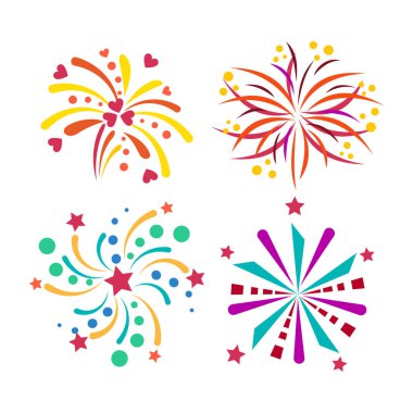 İllüstrasyon kutlama tatil olay gece yeni yıl yangın festival patlama ışık şenlikli parti eğlence izole havai fişek vektör simge parlak doğum günü