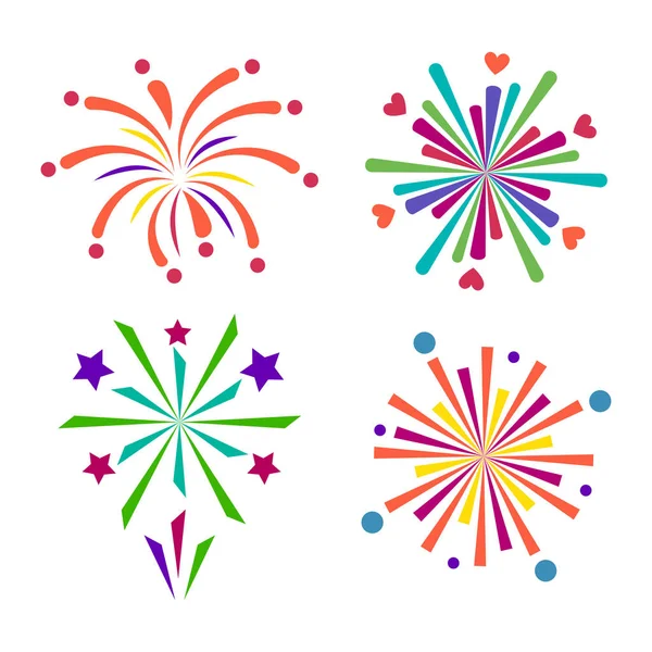 烟火矢量图标分离图庆祝节日事件夜新年火节爆炸光的迎亲队伍乐趣明亮的生日 — 图库矢量图片