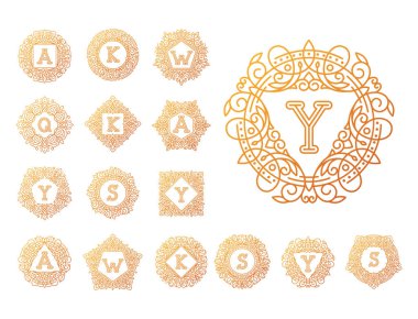 Monogram bage logo vektör çizim metin mektup doğa yaprak rozet amblemi satırı ayarlamak koleksiyonu işareti süsleme öğesi vintage çerçeve zarif süsleme