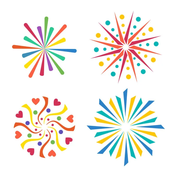 Fuegos artificiales icono vectorial aislado ilustración celebración fiesta evento noche año nuevo fuego festival explosión luz fiesta fiesta divertido cumpleaños brillante — Vector de stock