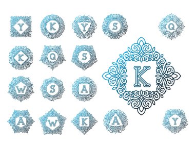 Monogram bage logo vektör çizim metin mektup doğa yaprak rozet amblemi satırı ayarlamak koleksiyonu işareti süsleme öğesi vintage çerçeve zarif süsleme