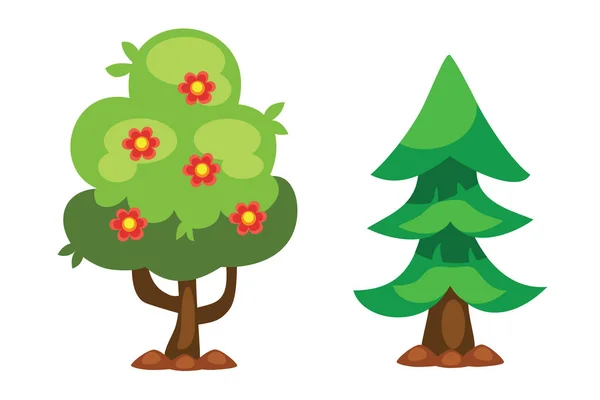 Cartoon Garten grün Baum Vektor Illustration. — Stockvektor