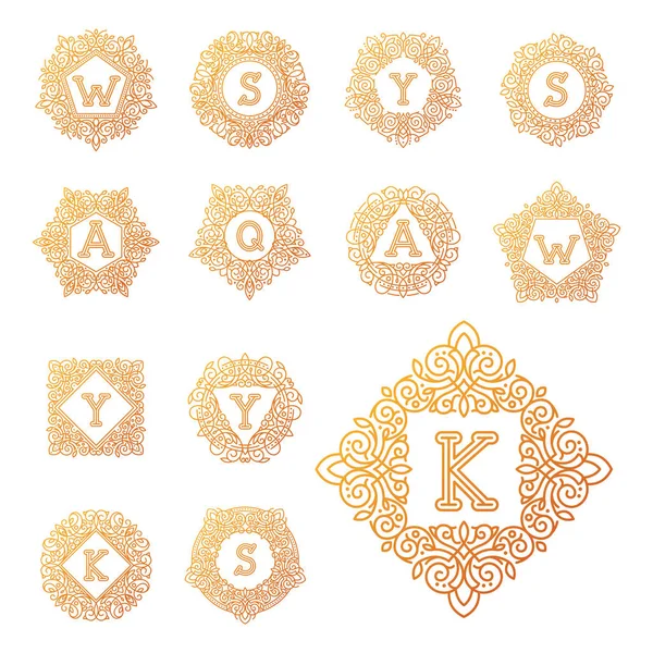 Monogram bage logo vektör çizim metin mektup doğa yaprak rozet amblemi satırı ayarlamak koleksiyonu işareti süsleme öğesi vintage çerçeve zarif süsleme