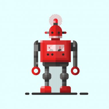 Şirin antika robot teknolojisi makine gelecekteki bilim oyuncak ve cyborg fütüristik robot öğesi simge karakter vektör tasarlamak.