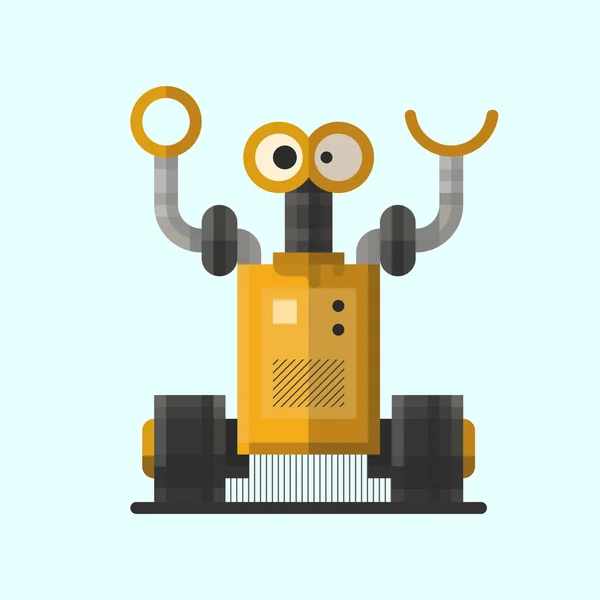 Cute vintage robot technology machine future science toy and cyborg futuristic design robotic element icon character vector illustration. — Stock Vector